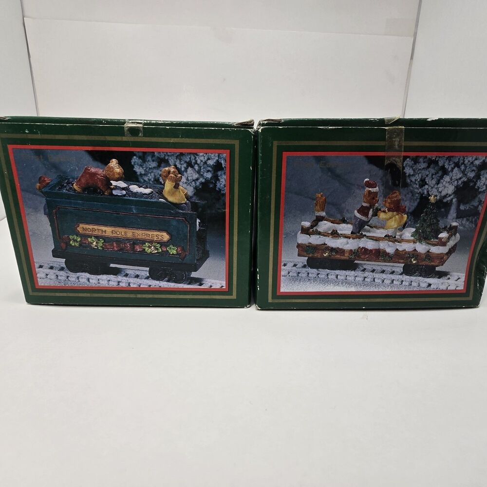 North Pole Express First Edition Teddy Bear Train Christmas  Boxed - Set Of  2